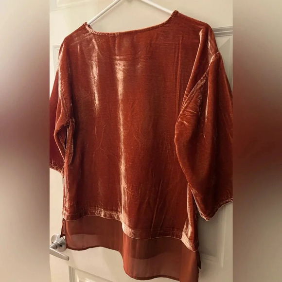 Soft Surroundings Gisella Crushed Velvet Top, Rust/Orange, Size S - Picture 7 of 7